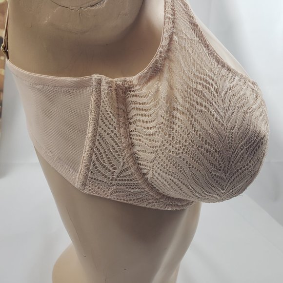 VS Beige Very Sexy Lace Mesh Unlined Balconet 38DD - Picture 3 of 4